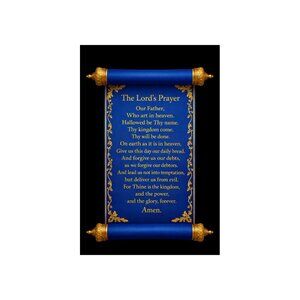 🔥Lord’s Prayer Blue, Black Background Wall Art – Religious Decor